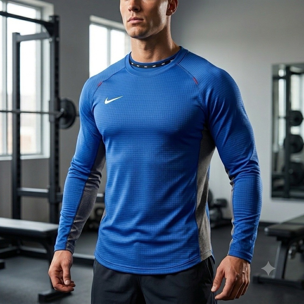 Nike Dri Fit Pregame Top Mens XL Blue Logo Warmup Pullover Training Sweatshirt